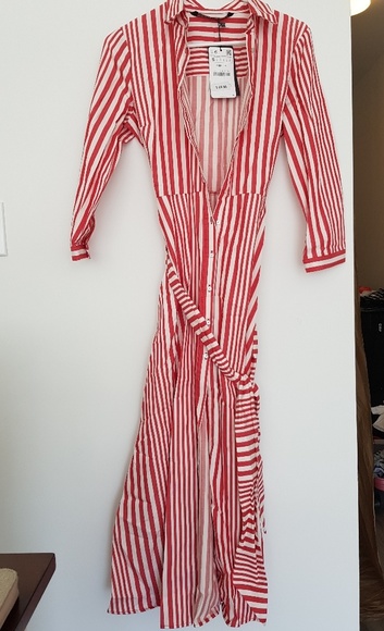 zara red white striped dress